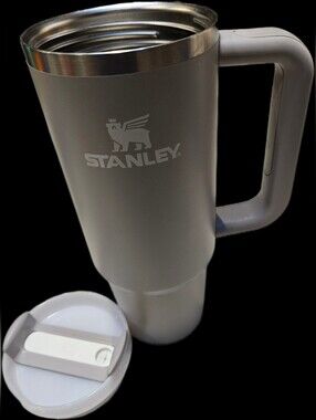 Stanley Light Gray Insulated Travel Mug with Handle and Lid